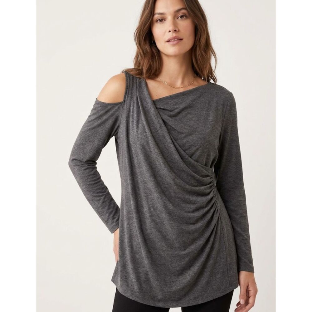 New Vince Camuto Asymmetrical Cold-Shoulder Ruched Top Women's Plus Size 1X